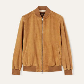 $6,350 Ivy Bomber L Lowered Suede Kidskin Jacket Pecan