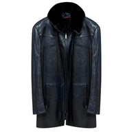 $27K METROPOLIS Black Lambskin & Crocodile Coat 58 Detachable Squirrel fur