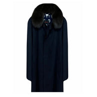 $34K DRONTO Vicuna Navy Coat 60 Sable fur detachable Collar