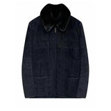 $23K IFOX Black Calf Suede Jacket 54 Detachable Weasel fur lining