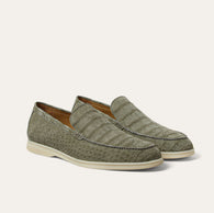 $11,450 Summer Walk Loafer 45 Alligator Nubuck - Army Grey