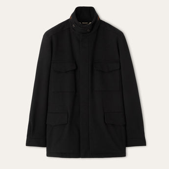 $6,850 LORO PIANA 48 Traveller Field Jacket Black Cashmere Storm System®