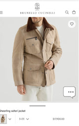 $17,900 BRUNELLO CUCINELLI M Waxed Shearling Safari jacket Beige (CDL05)