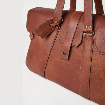 $5,600 Grained Calfskin Weekender Country Bag Copper (C6608)