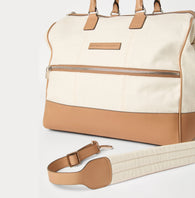 $5,550 Canvas & Matte Calfskin Boston Bag Ecru (CJ442)