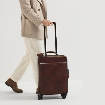 $7,950 Brunello Cucinelli Calfskin Carry-On Suitcase Burgundy ((C8457)