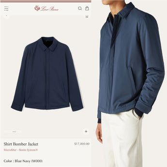 $17K Loro Piana Shirt-Bomber Jacket M Wind Stretch Storm System - Mink