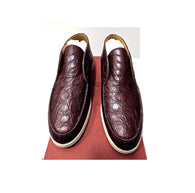 Loro Piana Caiman Open Walk Ankle Boots Sugar Plum Crocodile
