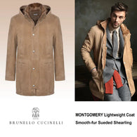 +$12K  Montgomery L Suede Shearling Coat, detachable Hood