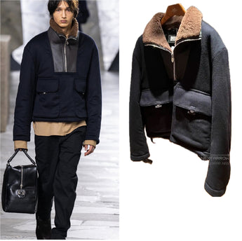 Cashmere & Sheep Leather Half-zip Jumper Jacket 50