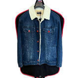 $14K Denim Blue Aviator Jacket 50 Lambskin fur-lined