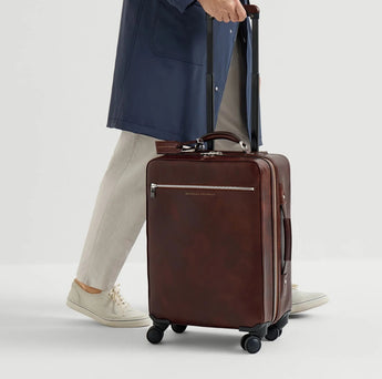 $7,200 Brunello Cucinelli Calfskin Carry-On Suitcase Burgundy ((C8457)