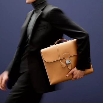 $10,700 HERMES Sac a depeches light 1-37 briefcase Gold Togo calfskin