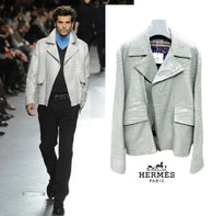 $190K HERMES 50 Crocodile Jacket Grayish Green