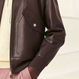 +$14K HERMES Zipped rib trim Leather Jacket 52