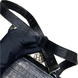 HERMES Sac a depeches 21 Matte Black Crocodile Porosus Messenger bag Stamp W