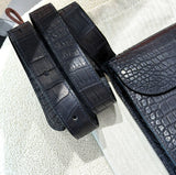 HERMES Sac a depeches 21 Matte Blue Crocodile Porosus Messenger bag Stamp K