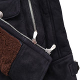 $12,400 BRUNELLO CUCINELLI M Biker Shearling Leather Jacket Navy blue