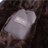 $18K Loro Piana M Sweater Coat Cashmere Double & Castorino Fur Navy blue