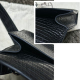 HERMES Sac a depeches 21 Matte Black Crocodile Porosus Messenger bag Stamp W