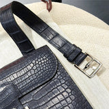 HERMES Sac a depeches 21 Matte Blue Crocodile Porosus Messenger bag Stamp K