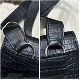 HERMES Sac a depeches 21 Matte Black Crocodile Porosus Messenger bag Stamp W
