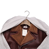 $12,400 BRUNELLO CUCINELLI M Biker Shearling Leather Jacket Brown