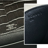 HERMES Sac a depeches 21 Matte Black Crocodile Porosus Messenger bag Stamp W