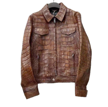 $125K GUCCI Vintage Distressed Crocodile Aviator Jacket 48