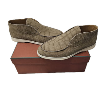 +$15K Open Walk Alligator Ankle Boots 41 Taupe