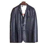 $150K Bijan Full Crocodile Leather Blazer 52 Alligator Navy Blue