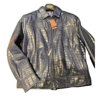 $95k Stefano Ricci Crocodile Blue Jacket 48 Removable Collar