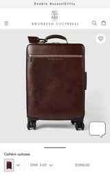 $7,950 Brunello Cucinelli Calfskin Carry-On Suitcase Burgundy ((C8457)