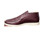Loro Piana Caiman Open Walk Ankle Boots Sugar Plum Crocodile