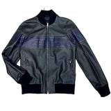 $50K HERMES Blue Crocodile & Black Lambskin Leather Bomber Jacket 48