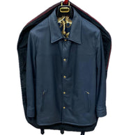 $15K QUESTI Blue Deerskin Leather Jacket 52