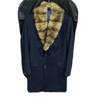 $26K Cashmere Blue Coat 50 detachable Sable fur Collar