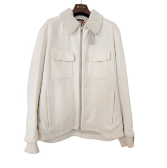$7,400 Sweater Overshirt XL Cashmere - Shearling - Suede-trim,  Snow White