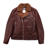 $12,400 BRUNELLO CUCINELLI M Biker Shearling Leather Jacket Brown