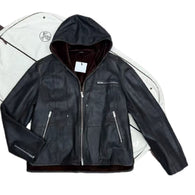 $35K HERMES Leather Hooded Jacket 56 Mink Fur-lined (fits smaller)
