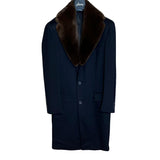 $26K Wool Guanaco Overcoat 48 removable Castorino fur Collar