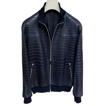 $185K Crocodile Leather Bomber Jacket 52 Bespoke