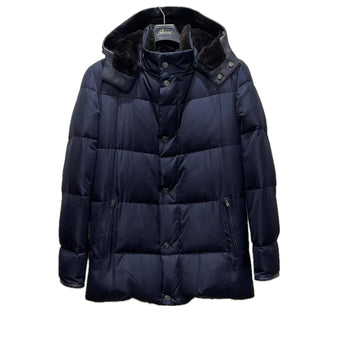 +$18K Down Parka Silk Blend Coat S Beaver fur-lined