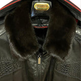 $27K METROPOLIS Black Lambskin & Crocodile Coat 58 Detachable Squirrel fur