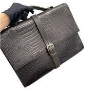+$45K HERMES Etrivière 38 Black Crocodile Porosus Briefcase