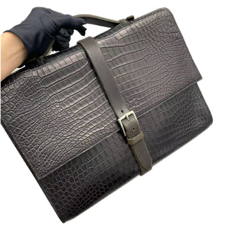 +$45K HERMES Etrivière 38 Black Crocodile Porosus Briefcase