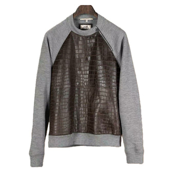 $35K HERMES Crocodile & Cashmere 1/4 Zipped Sweater M
