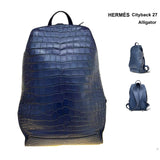 $100K Hermes CityBack 27 Bleu Alligator Backpack