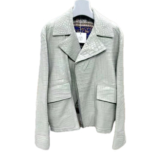 $190K HERMES 50 Crocodile Jacket Grayish Green