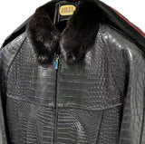 $195K ZILLI 54 FURTIF Crocodile Porosus Black Jacket Ermine Fur liming